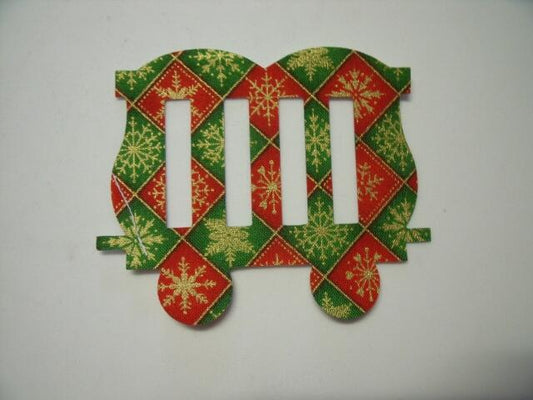 Christmas Train Zoo Car Laser Cut Appliques (Size: with FUSIBLE - 4"H, Color: Red & Green Metallic Snowflakes)