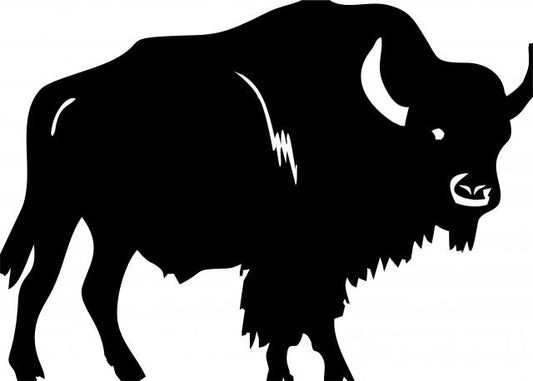 Buffalo #1 Silhouette Laser Cut Applique (Size: with FUSIBLE - 8"W, Direction: facing right)