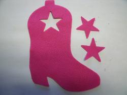 Cowboy Boot Laser Cut Appliques (Size: 6"H, Color: Hot Pink  , Direction: Facing right)