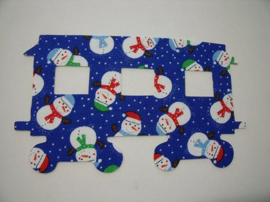 Christmas Train Passenger Car Laser Cut Appliques (Size: 5"H, Color: Blue Snowmen)