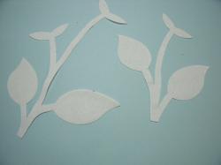 Flower Stem w/Leaf Laser Cut Applique Sets (Size: with FUSIBLE , Color: White)