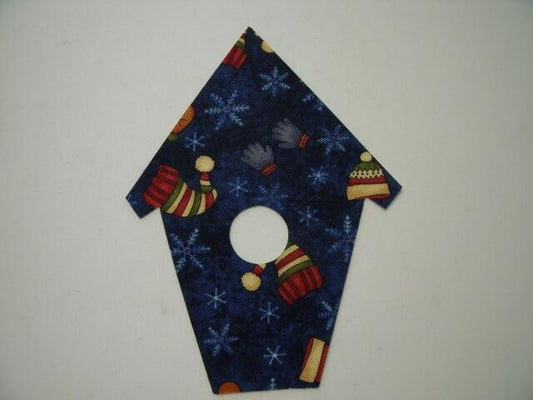 Christmas Birdhouse Laser Cut Appliques (Size: 6"H, Color: Blue Hats & Mittens)