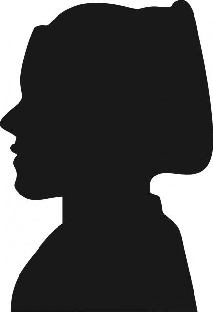 Amish Woman Portrait Silhouette Laser Cut Appliques (Size: with FUSIBLE - 7"H, Direction: facing left)