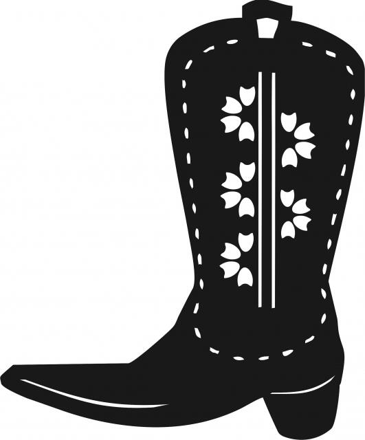 Cowgirl Boot Silhouettes Laser Cut Appliques (Size: 8"H, Direction: facing left)