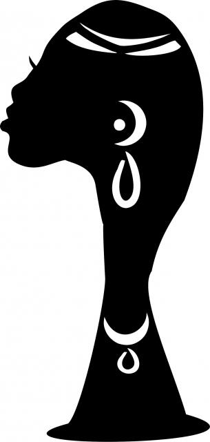 African Woman - Bohlale Silhouette Laser  Cut Appliques (Size: with FUSIBLE - 9"H, Direction: facing left)