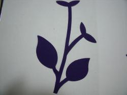 Flower Stem w/Leaf Large Laser Cut Appliques (Size: with FUSIBLE - , Color: Purple )