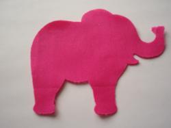 Elephant Laser Cut Appliques (Size: 4"W, Color: Hot Pink  , Directon: Facing left)
