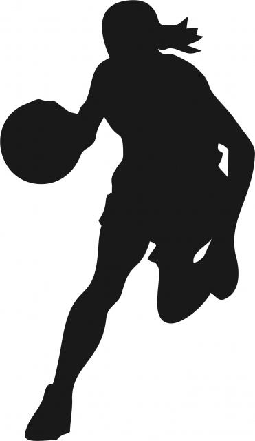 Basketball - Female Silhouette Laser Cut Appliques (Size: with FUSIBLE - 8"H, Direction: facing left)