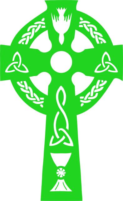 Cross #1 Silhouette Laser Cut Appliques (Size: with FUSIBLE - 9"H, Color: Green)