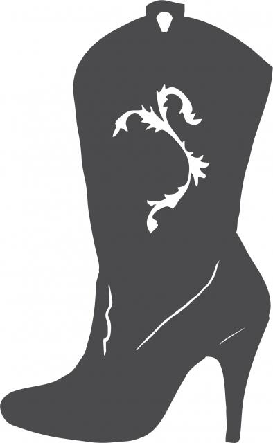 Cowgirl High Heel Boot Silhouettes Laser Cut Appliques (Size: 9"H, Direction: facing left)