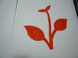 Flower Stem w/Leaf Small Laser Cut Appliques (Size: 4.5"H, Color: Tonal -Orange )