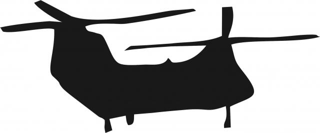 Helicopter #2 Blades Silhouette Laser Cut Appliques (Size: 7"W, Direction: facing left)