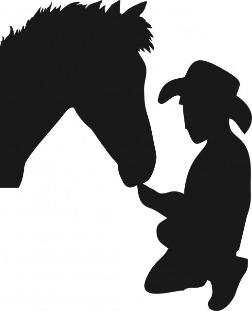 Cody Feeding Horse Silhouette Laser Cut Appliques (Size: 8"H, Direction: facing right)
