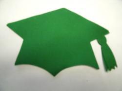 Graduation Cap - colors Laser Cut Appliques (Size: with FUSIBLE - 6"W, Color: Green  )