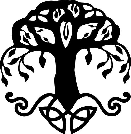 Celtic Tree of Life Silhouette Laser Cut Appliques (Size: 9"W, Color: black)