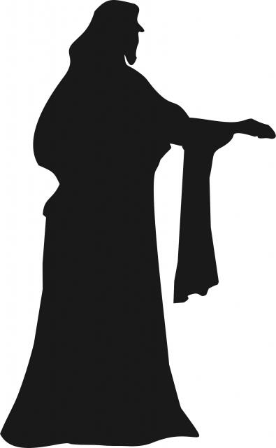 Jesus Silhouette Laser Cut Silhouettes (Size: 9"H, Color: Black facing right)