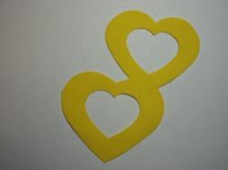 Double Nested Heart Laser Cut Appliques (Size: 6"H, Color: Yellow )