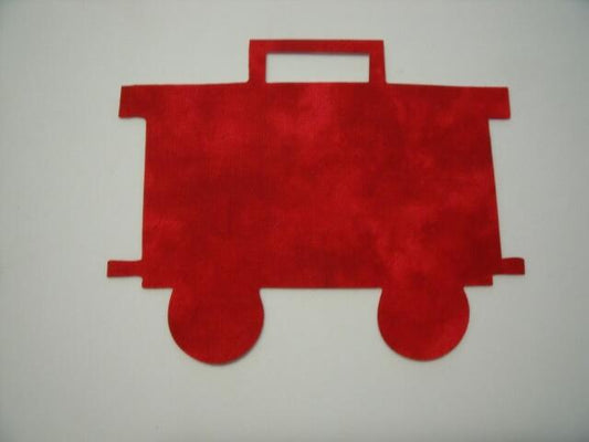 Christmas Train Caboose Laser Cut Appliques (Size: 5"H, Color: Tonal - Red)
