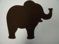 Elephant Laser Cut Appliques (Size: 5"W, Color: Brown , Directon: Facing left)