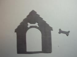 Dog House Laser Cut Appliques (Size: with FUSIBLE - 4"H	, Color: Gray)