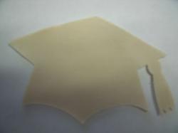 Graduation Cap - colors Laser Cut Appliques (Size: with FUSIBLE - 5"W, Color: Tan/beige )