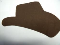 Cowboy Hat Laser Cut Appliques (Size: 4"W, Color: Brown , Direction: Facing left)