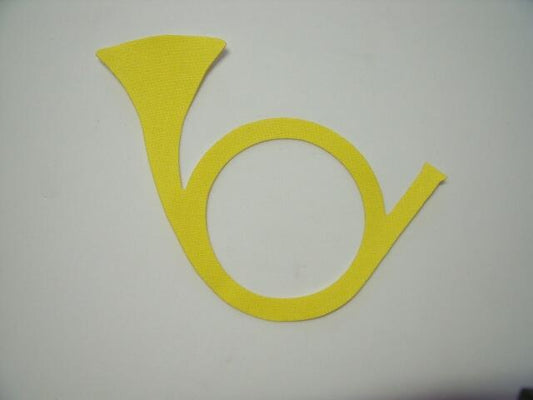 Christmas Horn Laser Cut Appliques (Size: with FUSIBLE - 4"W, Color: Tonal - Yellow, Direction: Facing right)
