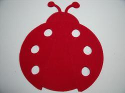 Ladybug Laser Cut Appliques (Size: with FUSIBLE - 5"H, Color: Red )