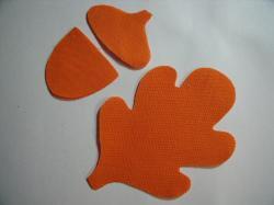 Acorn & Leaf Set Laser Cut Appliques (Size: with FUSIBLE - 6"H, Color: Orange )