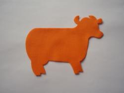 Cow Laser Cut Appliques (Size: 5"W, Color: Orange , Direction: Facing right)