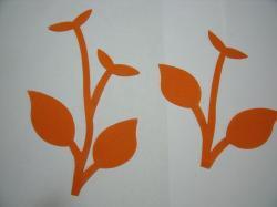 Flower Stem w/Leaf Laser Cut Applique Sets (Size: set, Color: Orange )