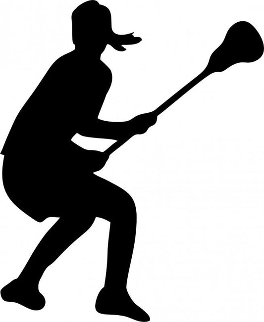 Lacrosse Player #2 Silhouette Laser Cut Appliques (Size: 9"H)