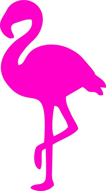 Flamingo Silhouette Laser Cut Appliques (Size: with FUSIBLE - 8"H, Color: Tonal pink)