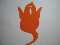 Ghost Laser Cut Appliques (Size: with FUSIBLE - 4"H, Color: Orange )
