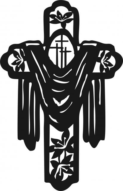 Cross #9 Silhouette Laser Cut Appliques (Size: with FUSIBLE - 15"H, Color: Black)