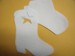 Cowboy Hat & Boot Laser Cut Appliques (Size: 5"H	, Color: White  , Direction: Facing right)