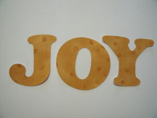 Christmas JOY Letters Laser Cut Appliques (Size: with FUSIBLE - 6"H, Color: Gold w/Bubbles)