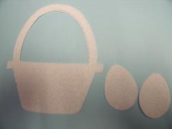 Easter Basket w/Eggs Laser Cut Appliques (Size: 4"H, Color: Floral - White  )