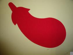 Eggplant/Squash Laser Cut Appliques (Color: Red , Size: With FUSIBLE- 6"W, Direction: Facing left)