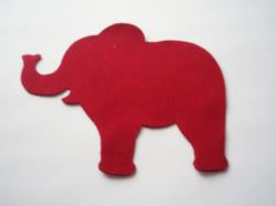 Elephant Laser Cut Appliques (Size: 4"W, Color: Red  , Directon: Facing right)