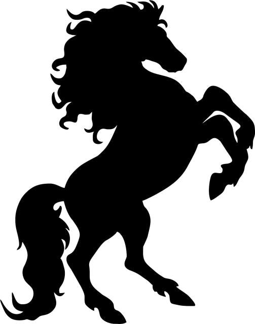 Horse Rearing Up Silhouettes Laser Cut Appliques (Direction: facing right, Price: with FUSIBLE - 10"H)