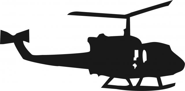 Helicopter #1 Silhouette Laser Cut Appliques (Size: with FUSIBLE - 7"W, Direction: facing right)