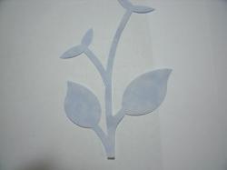 Flower Stem w/Leaf Large Laser Cut Appliques (Size: with FUSIBLE - , Color: Tonal - Pastel Blue)
