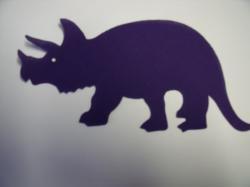 Dinosaur - Triceratops Laser Cut Appliques (Size: 6"W, Color: Purple , Direction: Facing right)