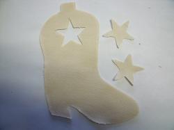 Cowboy Boot Laser Cut Appliques (Size: 6"H, Color: Tan/Beige , Direction: Facing right)