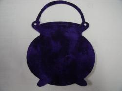Cauldron w/Handle Laser Cut Appliques (Size: with FUSIBLE - 5"W	, Color: Tonal - Purple)