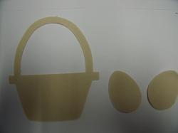 Easter Basket w/Eggs Laser Cut Appliques (Size: 5"H, Color: Tan/Beige )