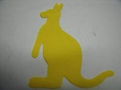 Kangaroo Laser Cut Appliques (Size: with FUSIBLE - 5"H, Color: Yellow , Direction: Facing right)
