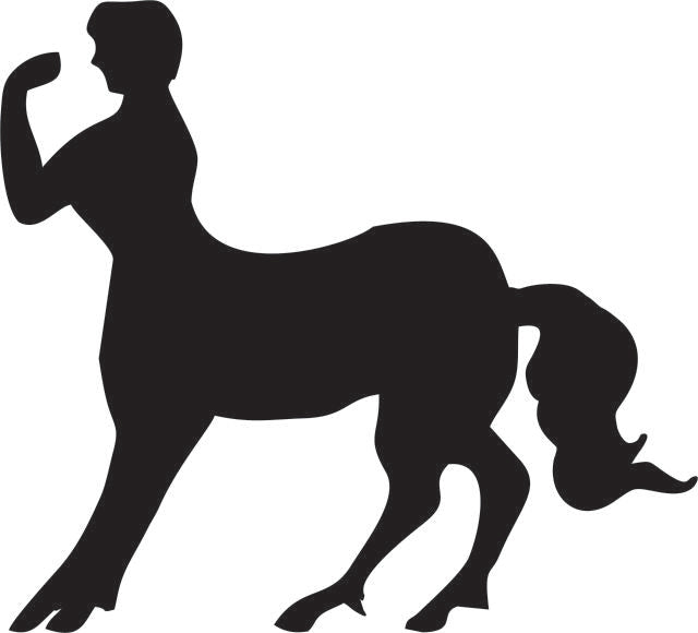 Centaur - Half Horse/Half Man Silhouette Laser Cut Appliques (Size: with FUSIBLE - 10"H, Direction: left)