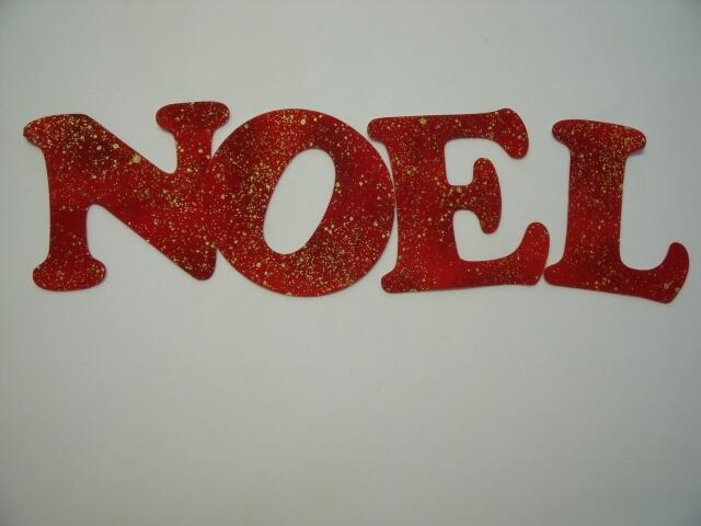 Christmas NOEL Letters Laser Cut Appliques (Size: 4"H, Color: Red w/Flecks)